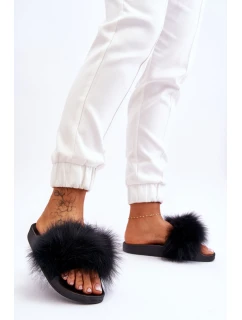 Dámské gumové pantofle s kožešinou černá model 21612920 - Boto