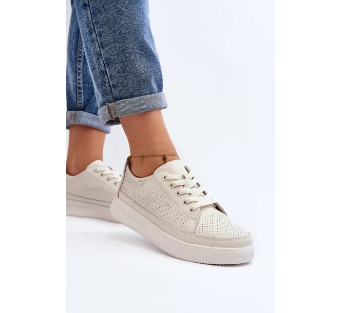 Dámské kožené sportovní tenisky Bílé model 21647542 - SERGIO LEONE