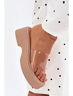 Dámské sandály na platformě s páskem Béžové model 22107240 - Boto