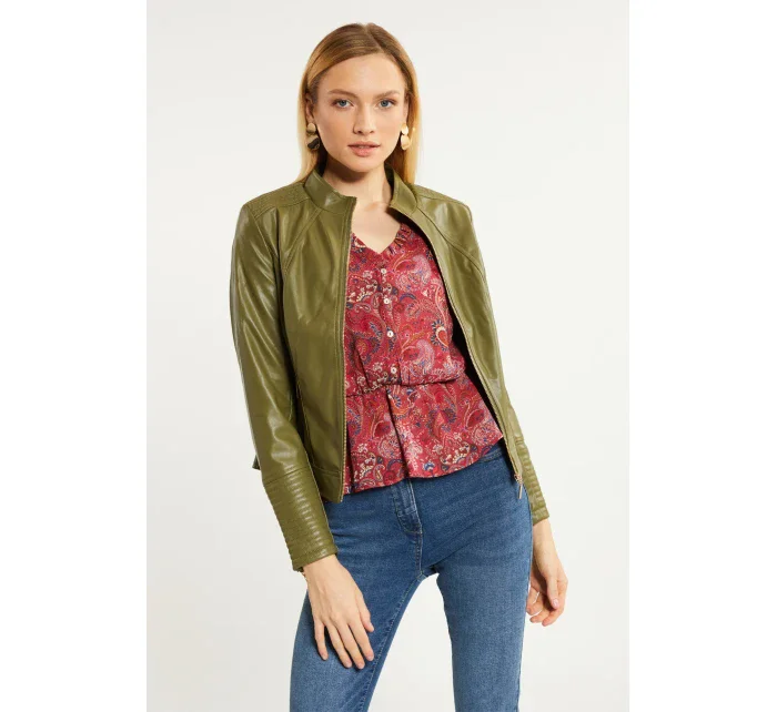 Dámská kožená bunda zelená model 19916517 - Monnari
