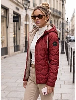 Dámská prošívaná přechodová bunda s kapucí, bordová, FashionStreet TY5885 Dámská prošívaná přechodová bunda s kapucí, bordová, FashionStreet TY5885