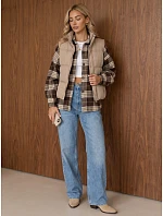 Kurtka damska w oversize brązowa model 22365113 - FashionStreet Kurtka damska w oversize brązowa model 22365113 - FashionStreet