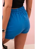 Dámske bavlnené šortky s elastickým pásom a viazaním v karmínovej farbe