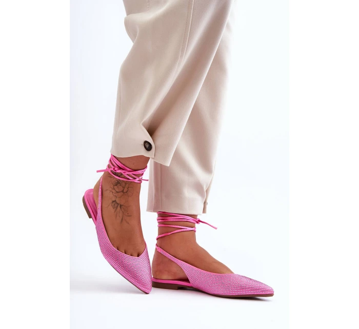 Dámské baleríny s kamínky zdobené růžové model 21629418 - Boto