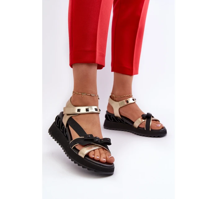 Sandały Damskie Z Kokardką D&A CR956 Złote