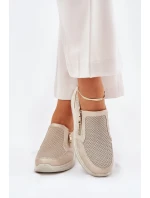 Półbuty Damskie Na Platformie Z Zamkiem Złote Leanae Półbuty Damskie Na Platformie Z Zamkiem Złote Leanae