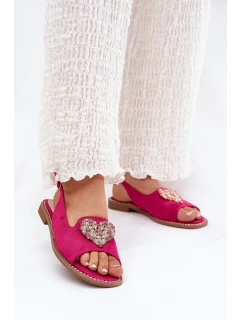 Dámské sandály s ozdobným srdcem model 21691525 Fuchsie - S.Barski