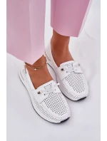 Kožené dámské polobotky na platformě bílé model 21696975 - EVENTO