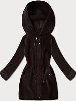 Čokoládová alpaková bunda s kapucňou (W214#)