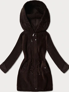 Čokoládová alpaková bunda s kapucňou (W214#)