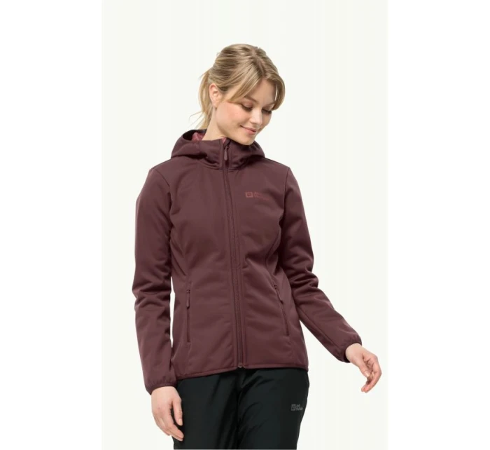 Dámska prechodná bunda s kapucňou Jack Wolfskin Windhain Hoody W softshell červená (1307481_2866)