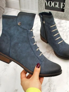 Dámske topánky s ozdobami zateplené modré Jezzi