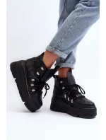 Zazoo 3416 Skórzane Damskie Buty Sportowe Czarne