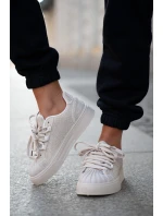 Sneakersy Damskie Ze Zdobieniem Na Platformie Beżowe Eanneth Sneakersy Damskie Ze Zdobieniem Na Platformie Beżowe Eanneth