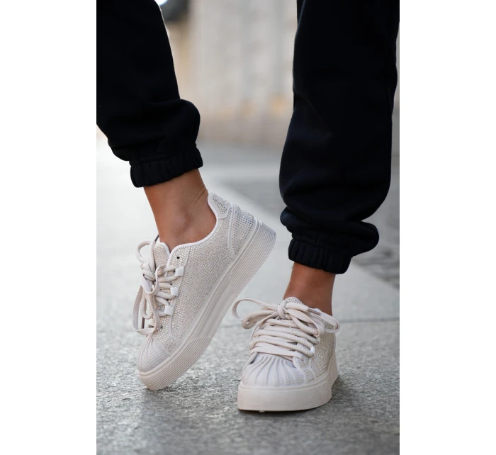 Sneakersy Damskie Ze Zdobieniem Na Platformie Beżowe Eanneth Sneakersy Damskie Ze Zdobieniem Na Platformie Beżowe Eanneth