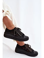 Dámské tenisky s krajkou na platformě model 22095265 Černé - Lee Cooper