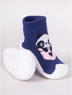 Yoclub Detské dievčenské protišmykové ponožky s gumovou podrážkou P2 Navy Blue