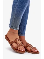 Dámske zdobené ploché papuče - ťava Adivrae