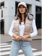 Dámska prešívaná vesta OSHE béžová FashionStreet TY3703