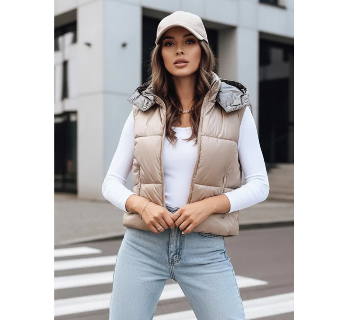 Dámska prešívaná vesta OSHE béžová FashionStreet TY3703