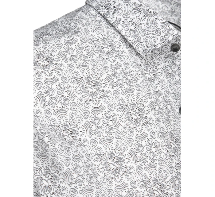 Pánska vzorovaná košeľa s krátkym rukávom svetlo šedá FashionStreet KX1055