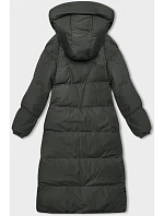 Dlouhá hrubší dámská bunda v army barvě s kapucí model 21246172 - J.STYLE Dlouhá hrubší dámská bunda v army barvě s kapucí model 21246172 - J.STYLE
