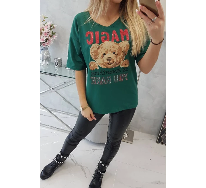 model 18746364 zelená halenka s potiskem - K-Fashion model 18746364 zelená halenka s potiskem - K-Fashion