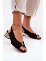 Semišové Elegantní Dámské Sandály model 21694823 Černé - CheBello