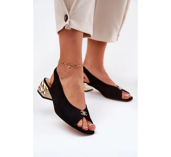 Semišové Elegantní Dámské Sandály model 21694823 Černé - CheBello