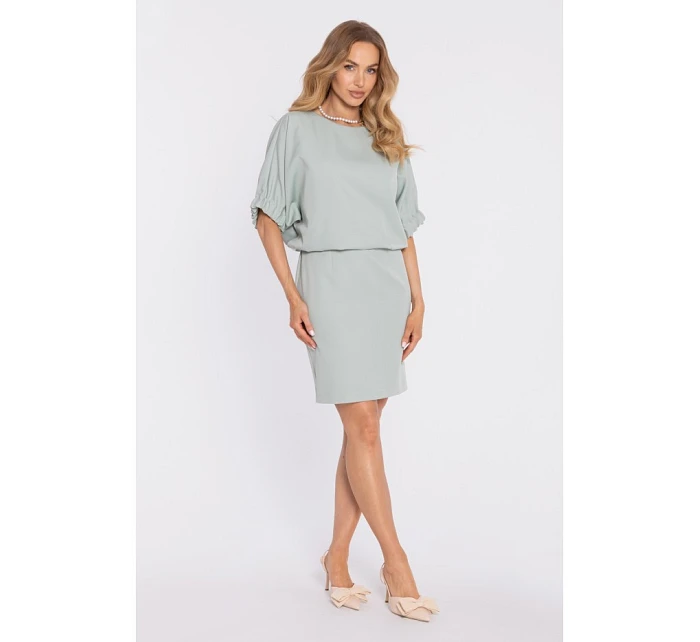 M904 Blúzkové šaty s rozparkom vzadu - mentolové