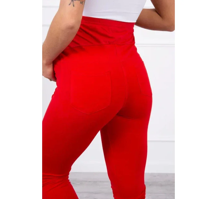 Dámske bavlnené tehotenské nohavice 19975 Červená - Kesi