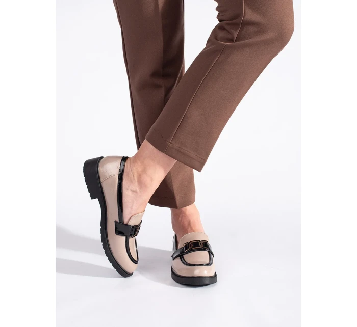 Exkluzívne dámske hnedé mokasíny na podpätku Exkluzívne dámske hnedé mokasíny na podpätku