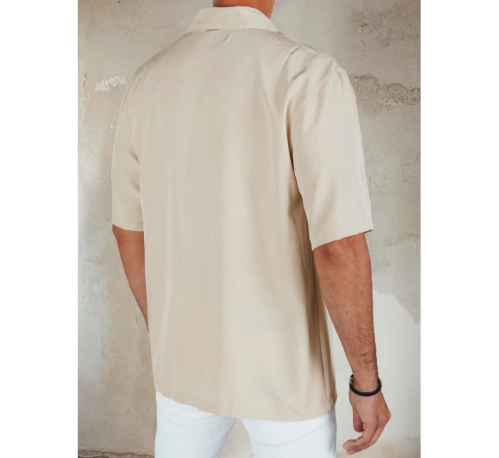 Pánská béžová košile s krátkým rukávem Dstreet model 21990442 - FashionStreet