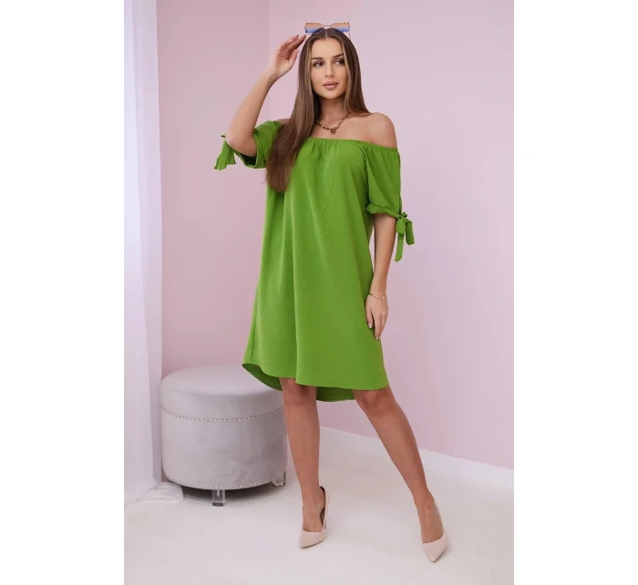 Šaty viazané na rukávoch olivové Šaty viazané na rukávoch olivové