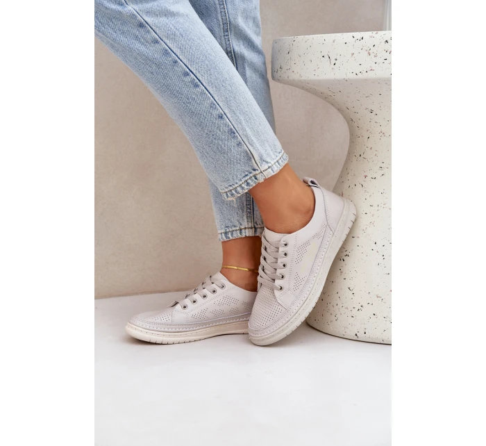 Dámské Kožené Tenisky Šedé model 21684179 - EVENTO