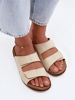 Dámske kožené papuče Inblu AA0005GU Light beige