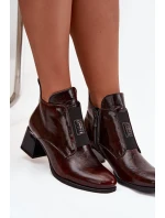 Lakované kožené členkové topánky 60560 bordovo hnedé - Zazoo