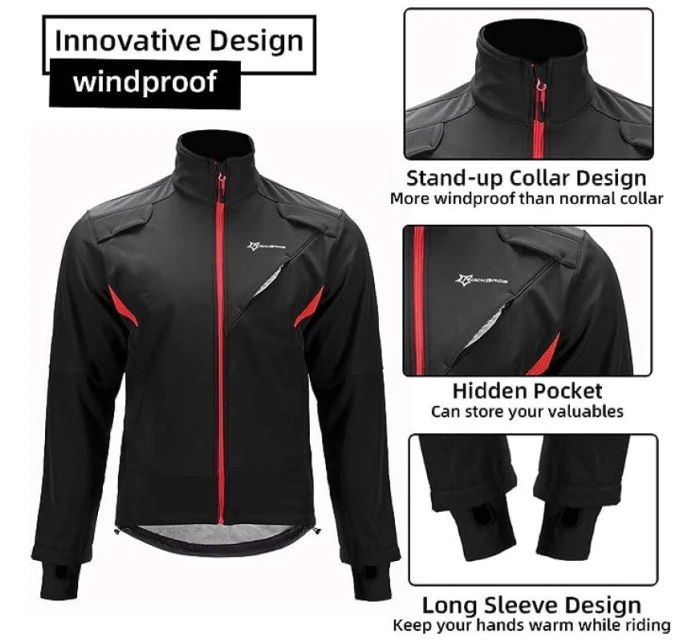 Rockbros zimná cyklistická bunda čierna M