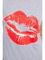 Blúzka s potlačou pier šedá Blúzka s potlačou pier šedá