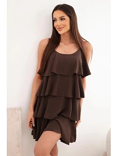 Dámske mini šaty s volánikmi hnedé