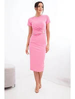 Dámske viskózové maxi šaty viazané za krkom s ozdobnou sponou modré Dámske viskózové maxi šaty viazané za krkom s ozdobnou sponou modré