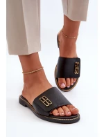 Zazoo 40384 Eleganckie Skórzane Klapki Damskie Czarne