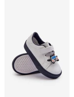 Dziecięce Sneakersy Trampki Z Przypinką Biało-Granatowe Pennyn
