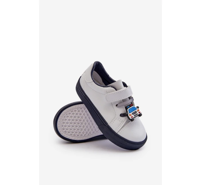 Dziecięce Sneakersy Trampki Z Przypinką Biało-Granatowe Pennyn