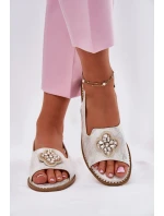 Sandały Damskie Na Płaskim Obcasie Z Ozdobnym Detalem S.Barski KV51-080 Srebrne