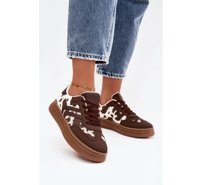 Dámske tenisky na platforme - hnedé Denissa Dámske tenisky na platforme - hnedé Denissa