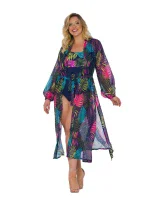 Dámske pareo 14 D81SZ-44 čierne s listami - Self Dámske pareo 14 D81SZ-44 čierne s listami - Self