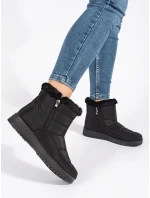 Vynikajúce dámske čierne snežnice bez podpätku Vynikajúce dámske čierne snežnice bez podpätku