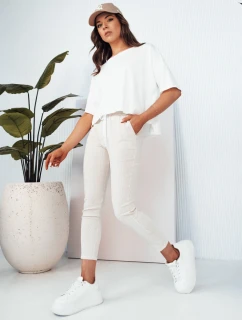 Dámske nohavice MARINS s béžovými a bielymi pruhmi FashionStreet UY2081