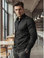 Pánská elegantní hladká černá košile SLIM FIT Dstreet model 21981616 - FashionStreet